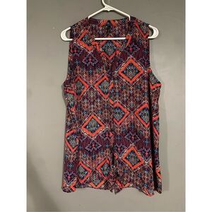 Maurices Multicolor Sleeveless Button Down Shirt